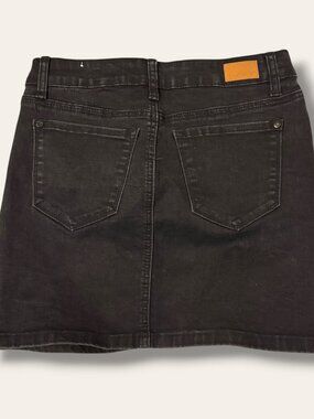 Judy Blue Skirt Womens S Black Distressed Denim Mini Skirt Ripped High Rise